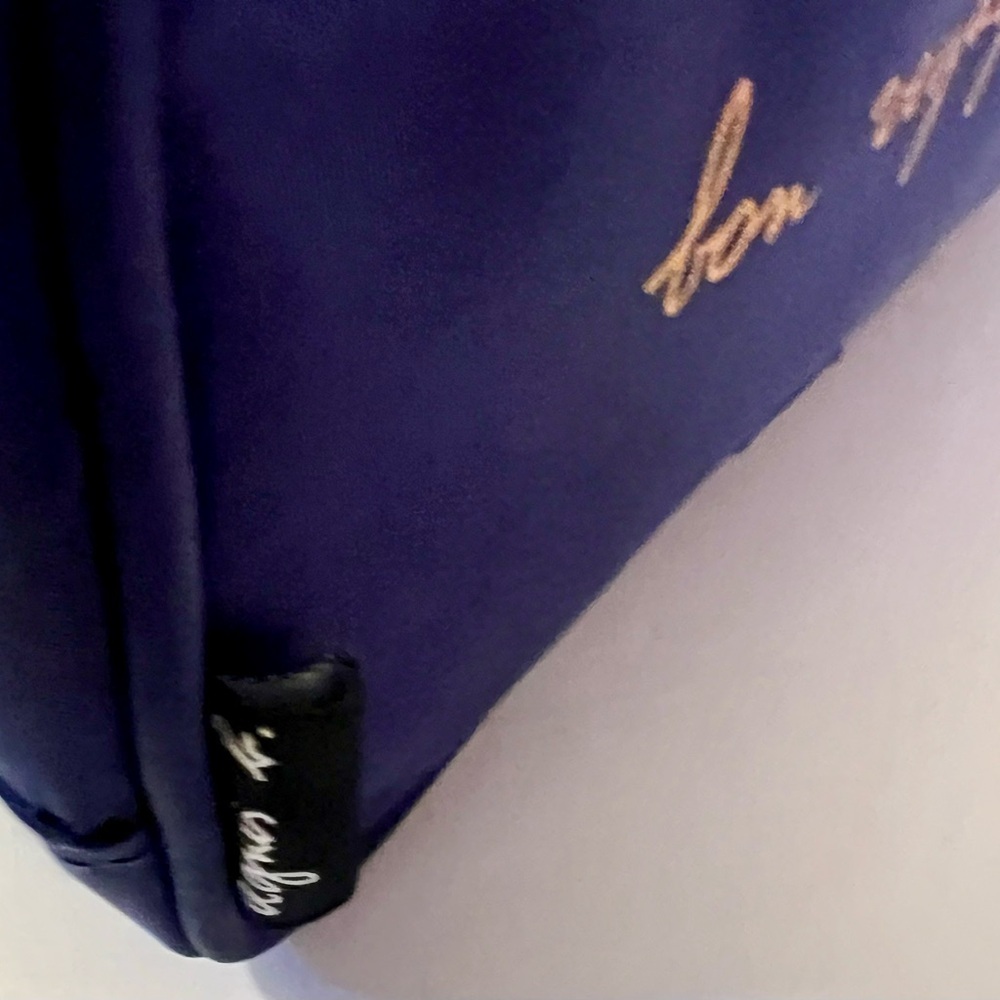 Agnes b x Cathay Pacific inflight amenity pouch bag blue gold airline canvas - Picture 5 of 6